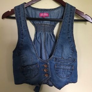 Cropped denim vest